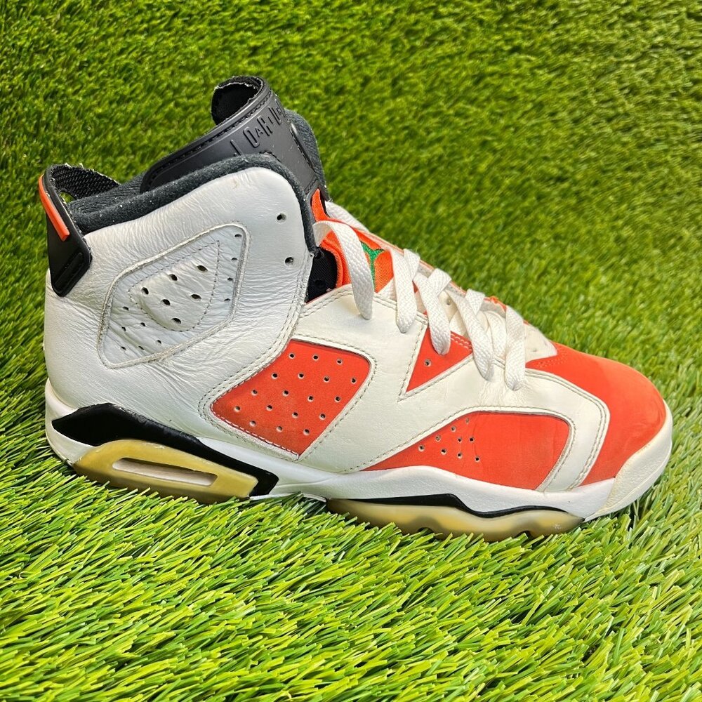 Nike Air Jordan 6 Retro GS Boys Size 6Y Orange White Basketball Shoes Sneakers